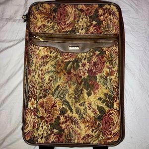 Jaguar Brown Floral Printed Luggage Suitcase w/ wheels & Handle